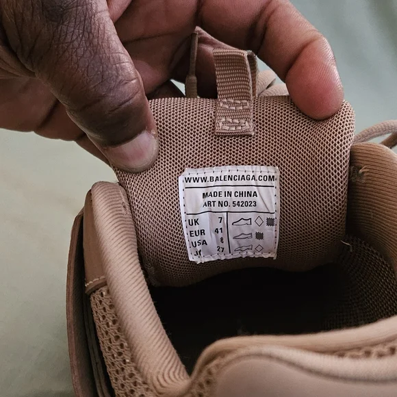 Men's Balenciaga Track Sneaker Dark Tan Leather Mesh Luxury Sneakers Size 8 US - Picture 15 of 16